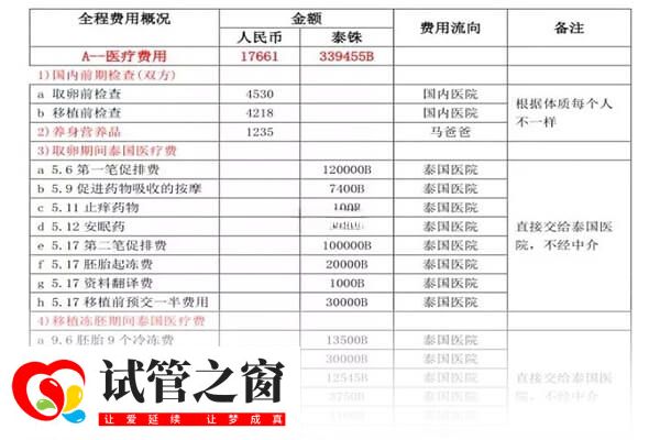 泰国试管婴儿费用明细
